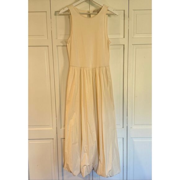 Loft NWT cream poplin bubble hem midi dress size 6 - Picture 2 of 12